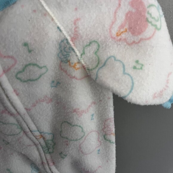 VINTAGE Gerber Sleeper PJs 0-6 months Made in the USA White Blue Clouds - Picture 5 of 8
